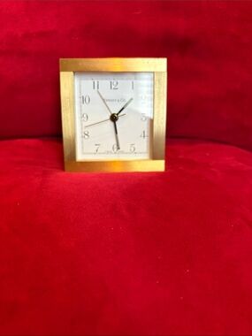 Tiffany & Co. Gold Frame Desk Clock with White Dial
